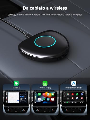 ATOTODIRECT AI Box CarPlay Android Car Wireless Adapter, Smart Auto Video Box with 4G LTE/WLAN/Dual-BT/USB/Built-in GPS, MicroSD, OTA, HDMI Output, Split Screen, DriveChat, CB6C