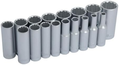 Neilsen CT0874 17pc 3/8in Drive Deep Socket Set 12 Point Flank Drive Sizes 6-22mm Chrome Vanadium, Silver - Image 3