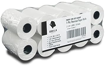 Gorilla Supply Thermal Paper Rolls 2-1/4" 10 Rolls Wrapped (2.25in-x-50ft)