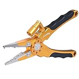 MadBite Lighted Aluminum Fishing Pliers - Tungsten Carbide Braid Cutters - Super Bright LED Bulb - Crimper - Hook Remover - Split Ring Tool