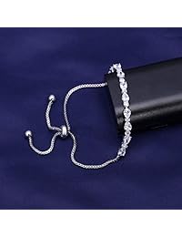 WeimanJewelry - Pulsera de cadena para mujer chapada en oro real con lágrima ajustable y circonita cúbica de corte redondo