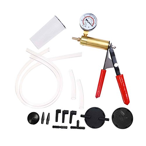 2-in-1 Brake Fluid Bleeder & Vacuum Pump Test Tuner Kit - Hand Held Manual Vacuum Gauge Pump Tool Kit with Gauge for Automotive by Jecr