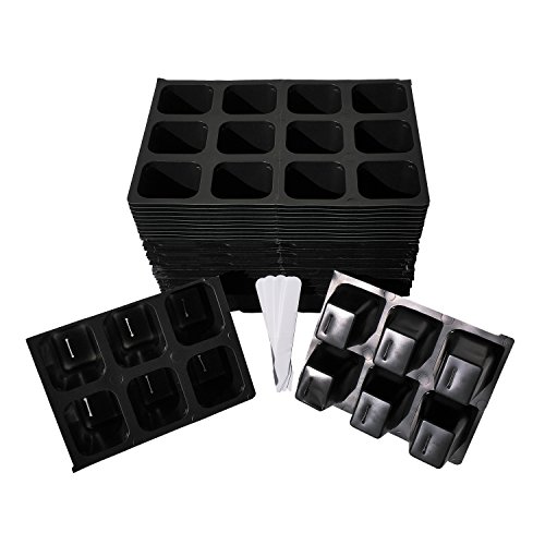 New Design - 360 Cells 606 Pattern Seedling Starter Trays for Seed Germination +5 Plant Labels (60, 6-cell Trays)