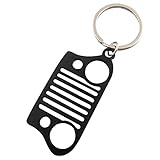 EVAPLUS Car Key Chain Keychain Key Ring for Jeep Wrangler Accessories Enthusiasts-Jeep Front Grill Design and Stainless Steel Material with 4 Colors (Black)