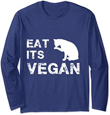 Unisex Eat pussy its vegan Long Sleeve T-shirt XL: Navy