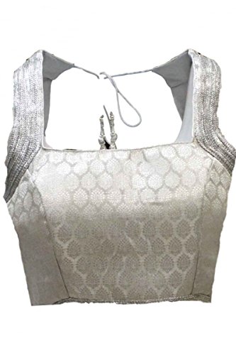 RMB3113 Silver & Gray Ready Made Designer Saree Blouse