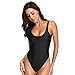 Dixperfect Women's Retro 80s/90s Inspired High Cut One Piece Swimwear Bathing Suit (L, Black)