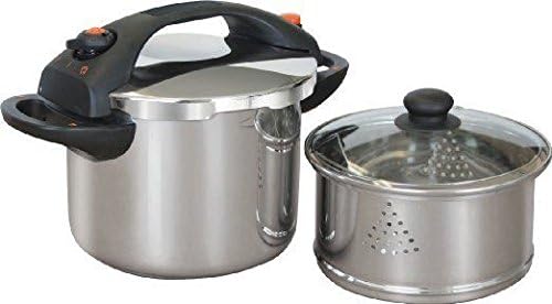 5 Piece 8QT Multi Pressure Cooker Steel Set Cook Fast Kitchen Professional HW283