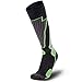 Pure Athlete High Performance Wool Ski Socks - Thermal Warm Merino Wool OTC Sock, Men Women (1 Pair - Black/Grey/Neon Green, Large)