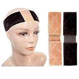 Lace Wig Grip Band 2 Pack Adjustable Non Slip Comfort Velvet Wig Headband Hair Band Elastic Breathable Flexible Women Girls Hair Scarf Keep Wig Secured Prevent Headache and Hair Loss(Beige,Dark Brown)