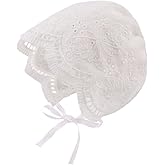 Baby Girl Bonnet Eyelet Lace Cotton Christening Bonnet Toddler Handmade Beanie Sun Protection Hat