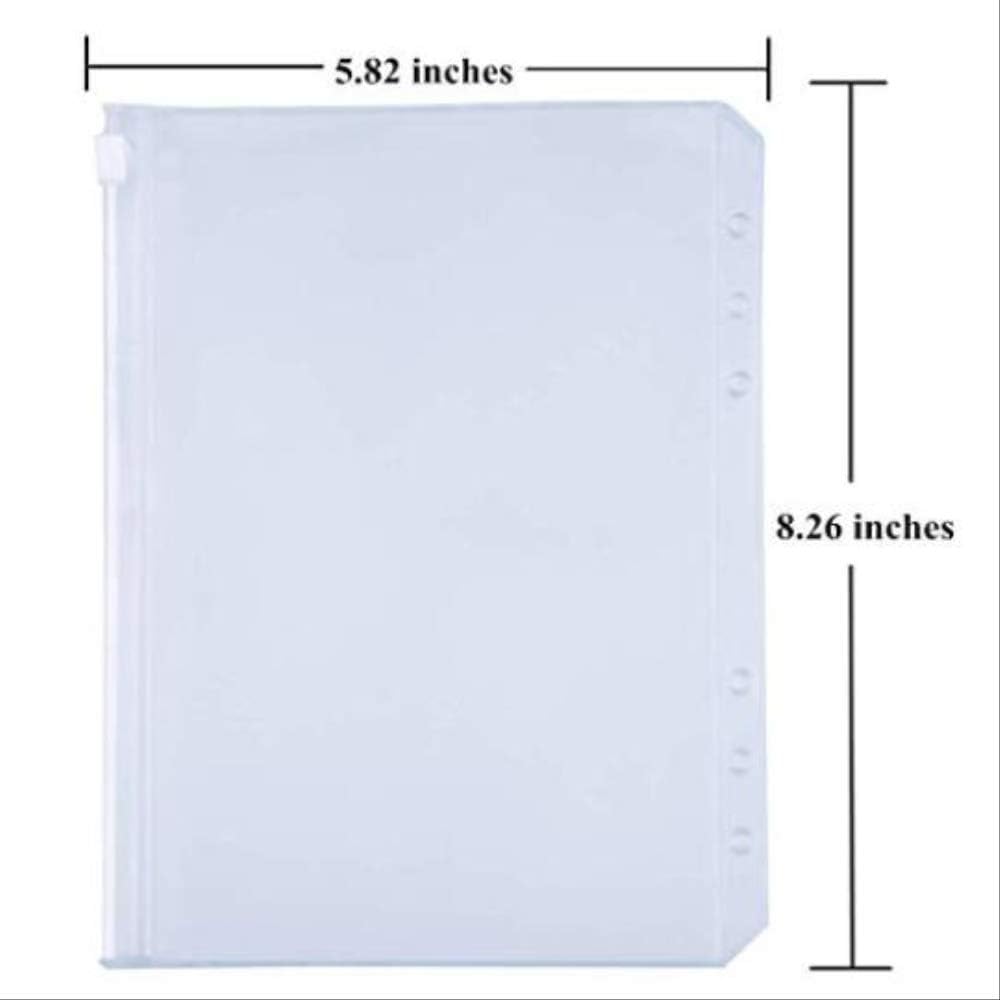 12pcs Binder Pockets A5/a6 Size Binder Zipper Folders for 6-Ring Notebook Binder Waterproof PVC Pouch Document Filing Bags 12-Pack-A5 Size