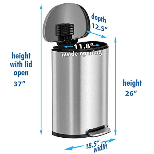 iTouchless SoftStep 13.2 Gallon Step Trash Can with Odor Control System