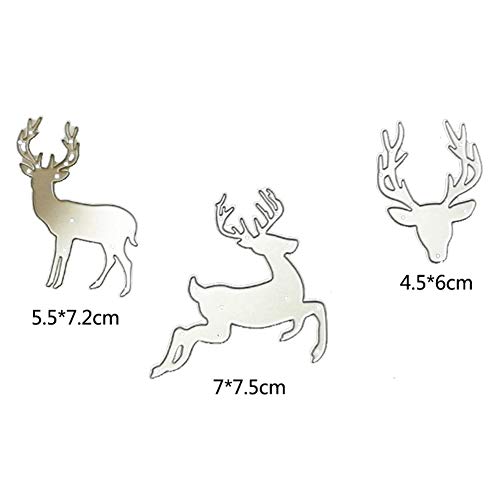 WYSE Metal Cutting Die Christmas Deer Sledding Dies for DIY Scrapbooking Paper Card Template (3pcs Deer Dies)