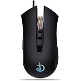 KUIYN MOBA FPS Gaming Mouse USB Wired [4000DPI][Programmable][RGB Breathing Light] Ergonomic Optical,Game Computer Mice with 6 Buttons, for PC Games&amp;E-sports, Windows 7/10 Mac Macbook Linux Black