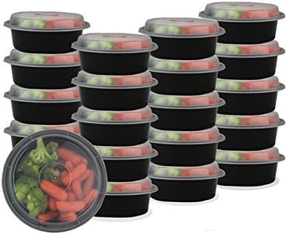 Pakkon Round Bento Lunch Box Containers With Clear Lid / Japanese Bento Box / Storage Container Set 24 ounce [20 pk] by Pakkon