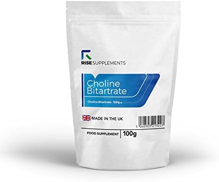 Choline Bitartrate Pure Powder - 100g | for Cognitive Support and Improved Hepatic Function | HIGH Quality Source of Choline | Packaged in ISO Licensed Facilities in The UK - Money Back Guarantee