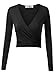 VETIOR Women's Long Sleeve Crop Top Shirts Sexy Black Going Out Crop Tops for Women Trendy Large Black
