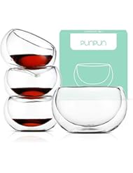 PunPun Tea cups Set of 4-Double Wall Borosilicate Glasses-Espresso Cups Set-Heatproof Insulating-Teacups glass-2.7oz-Demitasse Gift Box-Hand Made-Lead free