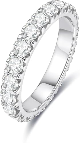 aomoso Women's Ring, Moissanite Ring, 925 Sterling Silver Ring, Certified Women's Ring, Women's Engagement Ring, Purity D+VVS1, Luxury Women's Rings Ideal for Engagement, Weddings, Couples, Mothers