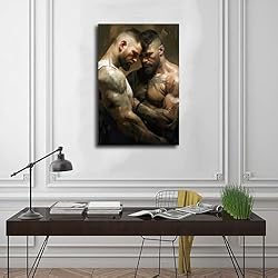 HMLZSJ Nude Muscle Male Torso Portrait Art Gay