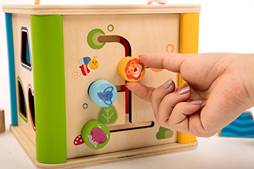 rolimate 7x7x7 inch Colorful Preschool Early Development Wooden Educational Game Toy Gift Box - Activity Centers - Best Birthday Pre-Kindergarten Gift Toy for Age 18 Month and Up Kids Toddlers Baby - Thumbnail 2