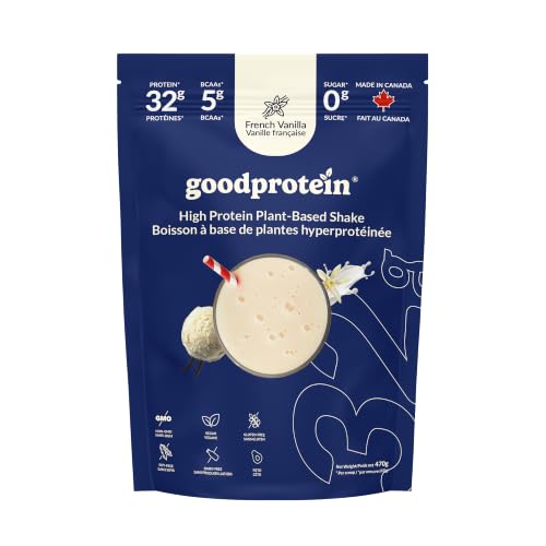 Good Protein – 32g Protein, Vegan High Protein Powder, 100% Natural, Non-GMO, Dairy-free, Gluten & Soy Free and No Added Sugar. Plant-Based Protein Shake (French Vanilla, 470 g)