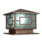 Homestia Premium Bronze Aluminum&Glass Outdoor Post Cap Light 9.85"9.85" Pillar Lighting Fixture 1-Light