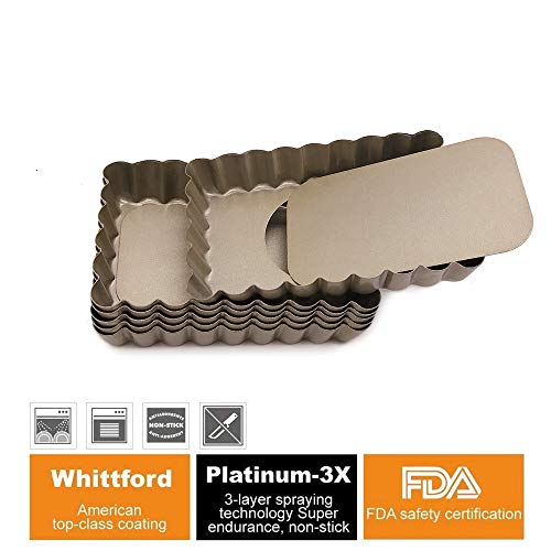 HOMOW Non-stick Pizza Pan, Quiche Pan With Removable Bottom, Removable Loose Bottom Quiche Pan, Tart Pie Pan, Heavy Duty Pan (5"X3"X0.8"(6PCS))