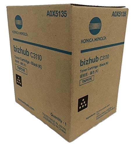 Konica Minolta TNP51K A0X5135 Bizhub C3110 Toner Cartridge (Black) in Retail Packaging