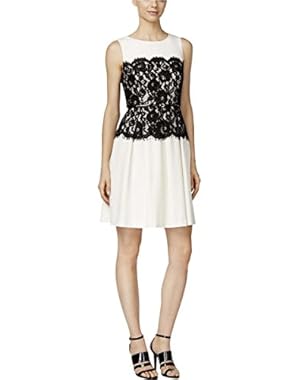 Calvin Klein Womens Lace Trim Sleeveless Cocktail Dress!