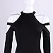 Women's Sexy Halter Long Sleeve Off Shoulder Bodycon Party Club Midi Dress, #1 Black, Medium