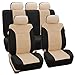 FH Group Car Seat Covers Classic Khaki Full Set Beige Automotive Seat Covers, Airbag and Split Rear Car Seat Cover Universal Fit Interior Accessories Cars Trucks SUV Car Accessories Van Seat Covers
