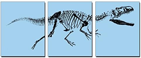 Set of 3 Unique Dinosaur Prints - Kids Room Decor (Black)