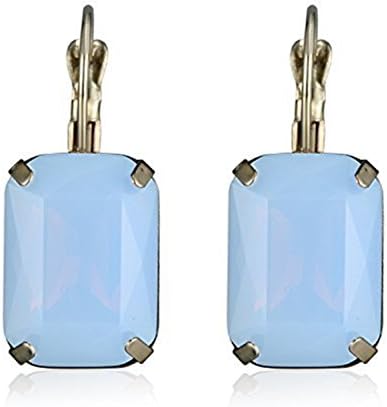 eManco "Colorful Life" Leverback Statement Drop Opal Crystal Earrings Copper Blue Crystal Jewelry