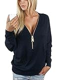 IbagstyleWomens Long Sleeve Sexy V-neck Batwing Cotton Blouse Top Tshirt