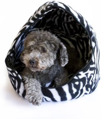 Danazoo Zebra Cat Hut Bed with Removable Cushion, Black