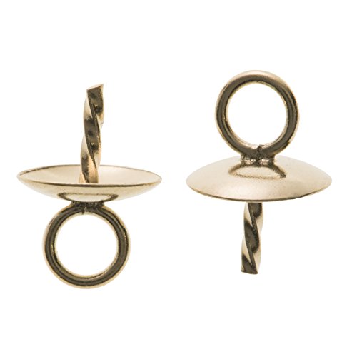 4 pcs 14k Gold Filled 3mm Cup Screwed Eye Pins Bail Pearl Pendant Connector