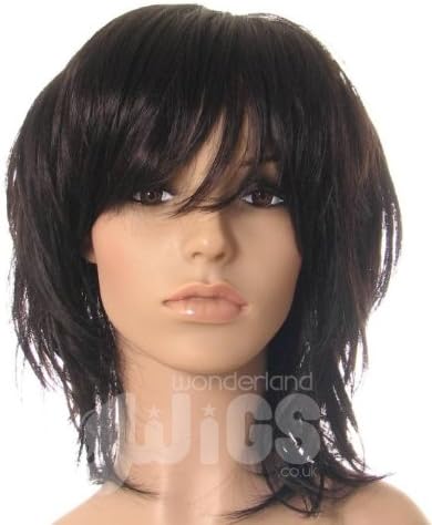 Dark Brown Nearly Black Shoulder Length Wig Choppy Layered