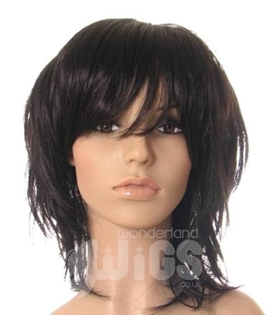 Amazon Com Dark Brown Nearly Black Shoulder Length Wig Choppy