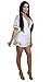 Wicky LS Women's Sexy Short Sleeve Long Dress Low V-Neck Lace Romper (S, White-Short Style)