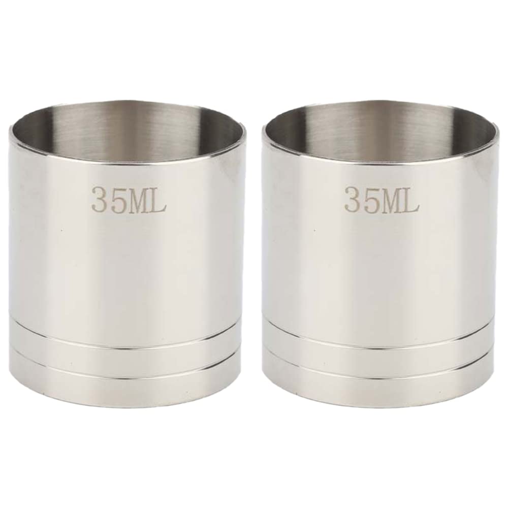 Thimble Bar Measures, Stainless Steel Jigger Spirit Measuring Cups for Drinks, Wine and Whisky - 2 Pack, 35ml