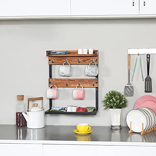 Xcosrack Countertop Coffee Mug Holder Rack 2 Tier Wall Mount Coffee