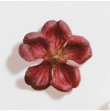 Burgundy Cherry Blossom Paper Flower for Craft Card Making Scrapbooking