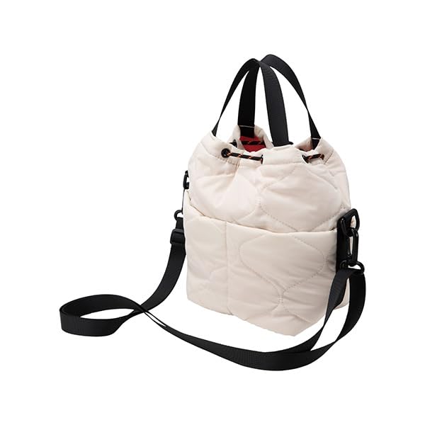 キウ(Kiu) Kiu K384-967 Padded, Pocketta, Full Mini Bag, Waterproof, Water Repellent, Unisex, Unisex, Shoulder Bag, Handbag, 2-Way, Quilted Pocket, Stylish, Cute, Casual, Simple, Ivory
