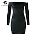 Lily Rosie Girl Women's Solid Off Shoulder Mini Sexy Club Party Bodycon Dress (Small, Black)