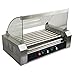 Safstar Commercial 18 Hot Dog 7 Non-Stick Roller Machine, Electric Hot Dog Sausage Grill Cooker Machine with Removable Stainless Steel Drip Tray & Glass Hood Cover, Countertop Hot Dog Roller Warmer