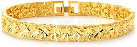 Culovity Gold Filled Heart Bracelet Jewelry Engraved Link Bracelets for Women Girls Boys Hip-hop Bling Jewelry