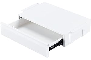 OSteed Under Desk Drawer 18", Pull-out Storage Organizer with Large Slide Extension Mounted Under Flat Wooden Table or Workbench, White_Normal Version