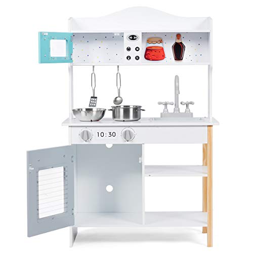 GOPLUS Kinder Spielküche, Kinderküche mit Topf Spüle Gasherd Mikrowelle, Spielzeugküche mit Musikalischer Wirkung… – Bild 5